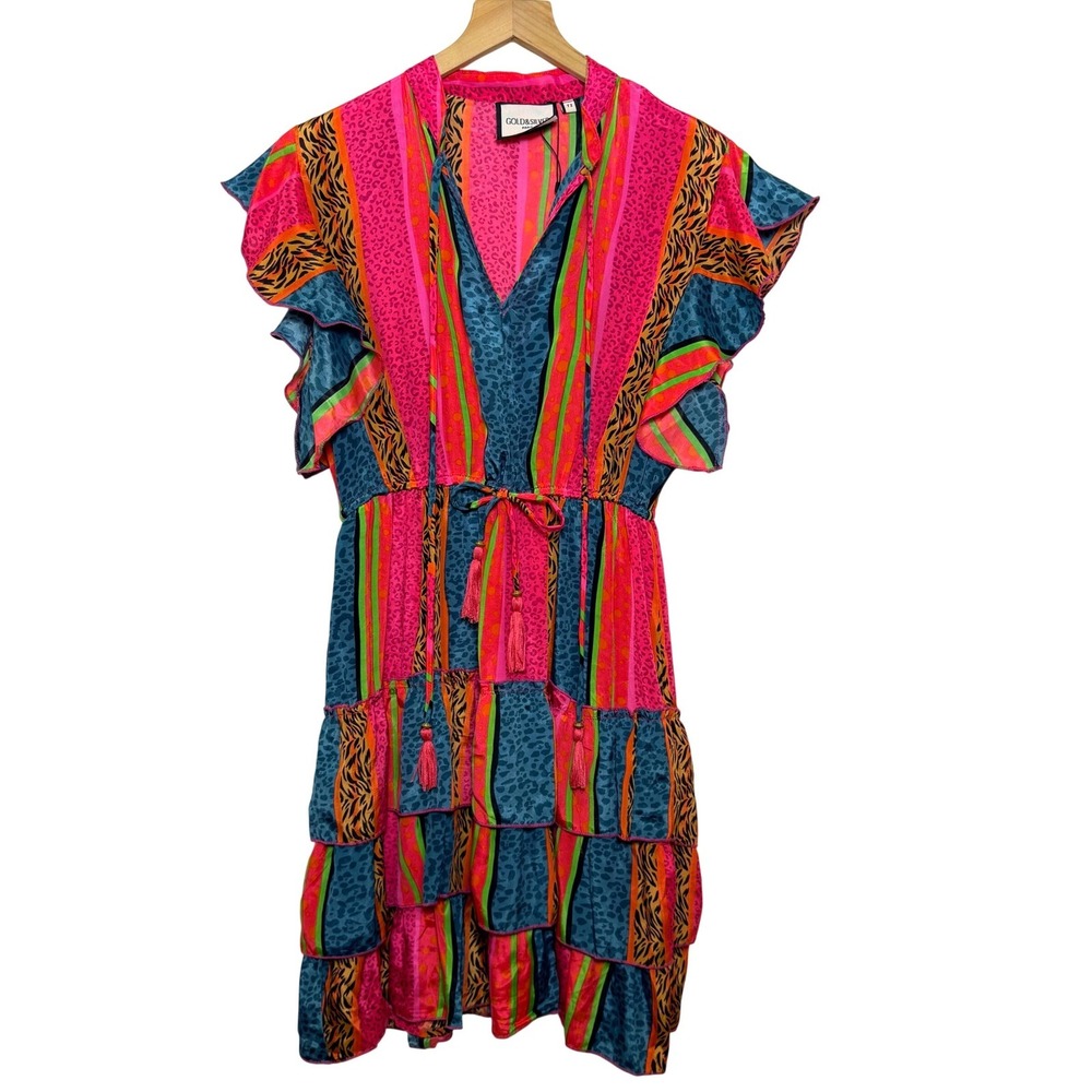 Colorful Animal Print Dress Womens S Boho Wedding‎ Guest Maximalist Summer party